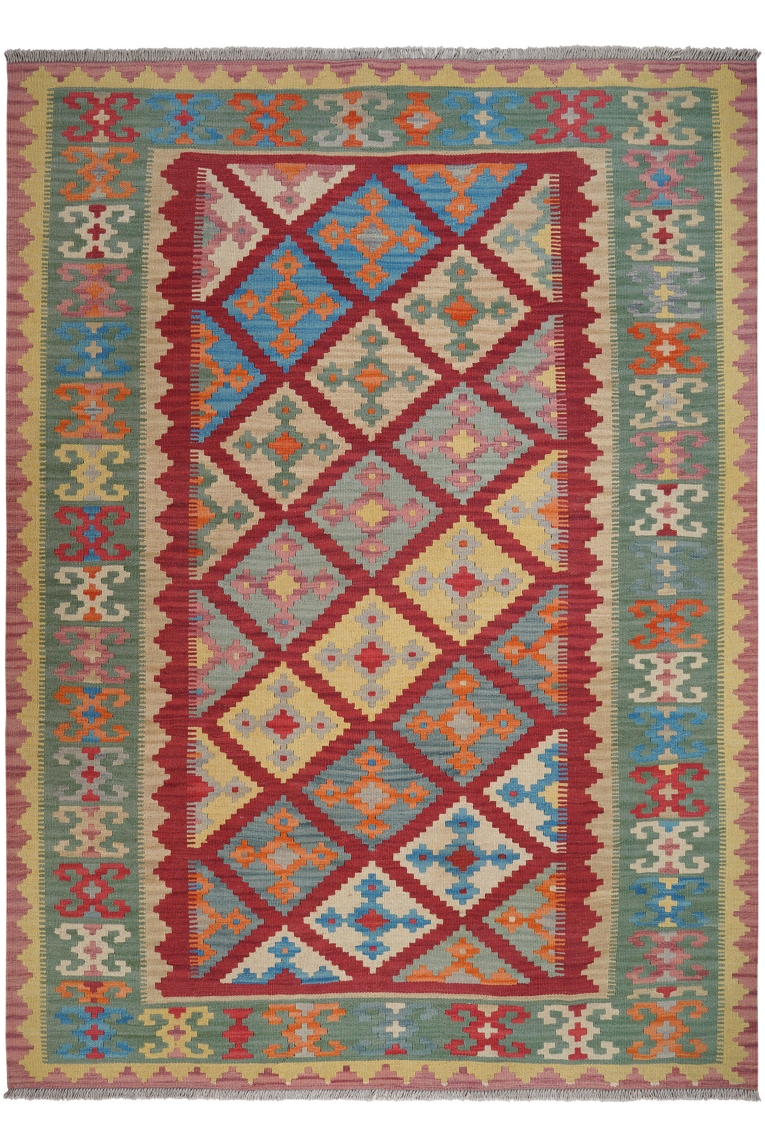 HANDWEBTEPPICH Kelim Gashgai Rot 251/183 cm Schurwolle - Rot, Textil (183/251cm) - Looma