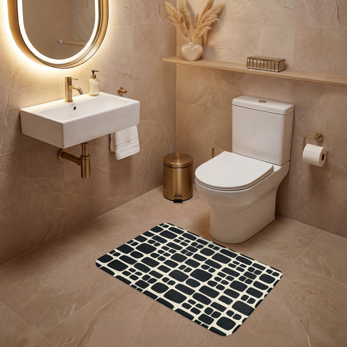 WC PŘEDLOŽKA Moderní - organické - černé 80x50 cm - antracitová, textil/plast (80/1cm) - OnlyWow