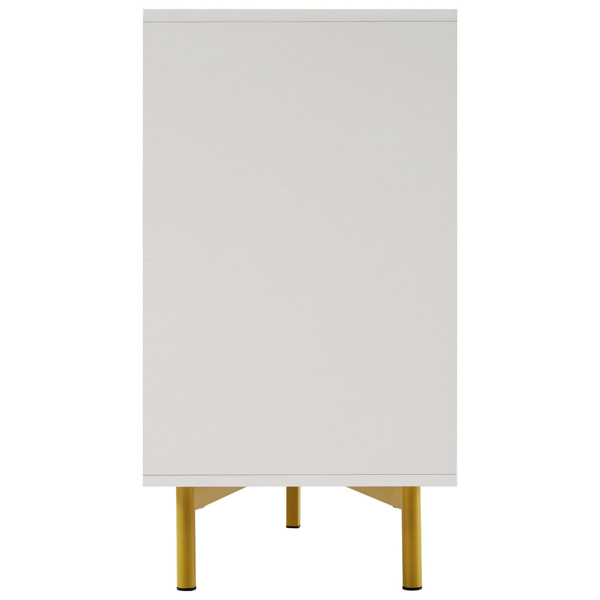KOMMODE in Weiß Sideboard mit 2 Türen und 3 Schubladen für Wohnzimmer und Schlafzimmer, B120/T40/H75 cm - Goldfarben/Weiß, Holzwerkstoff/Metall (120/75/35.5cm) - STILVORA