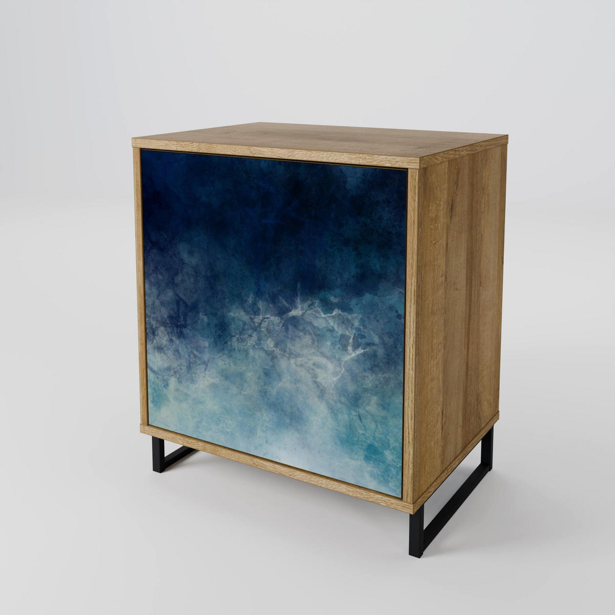SIDEBOARD CELESTIAL FALL, Eichefarben, 57,5x42x70,5 cm, Schwarze Metall-Sternfüße - Eichefarben/Multicolor, Holzwerkstoff/Metall (57.5/70.5/42cm) - SpaceRebels