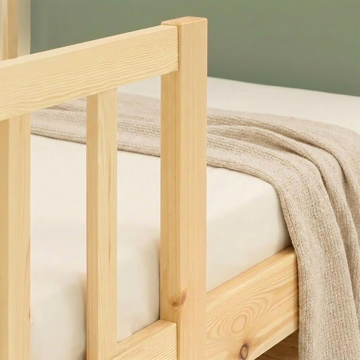KINDERBETT Grün 90/200 cm Lattenrost Rausfallschutz - Grün, Holz (100/67/208cm) - Homestyle4u