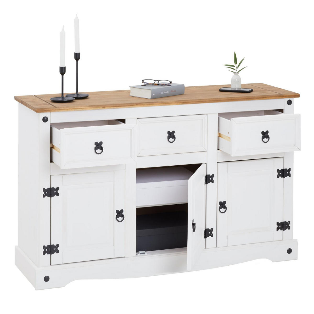 SIDEBOARD CAMPO - Weiß/Braun, Holz (125/76/40cm) - CARO-Möbel