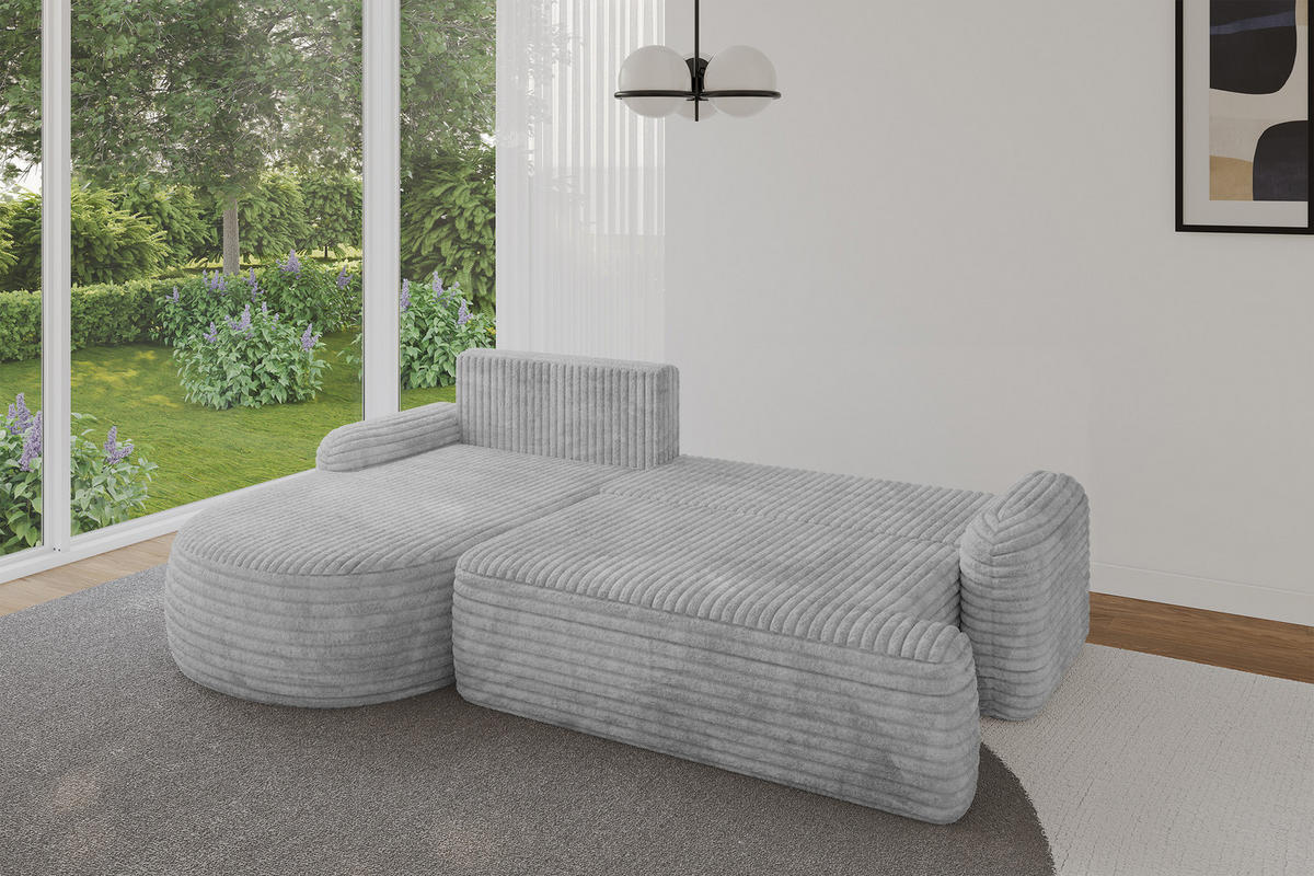 ECKSOFA mit Schlaffunktion und Bettkasten LIRA-L - 264x172x89 Hellgrau - Hellgrau, Holzwerkstoff/Textil (264/172cm) - ALTDECOR