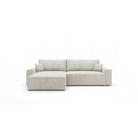ECKSOFA VIENNA links weiß Cord Poso 100 - Schlaffunktion, Bettkasten - Weiß, Textil (285/185cm) - Cornero