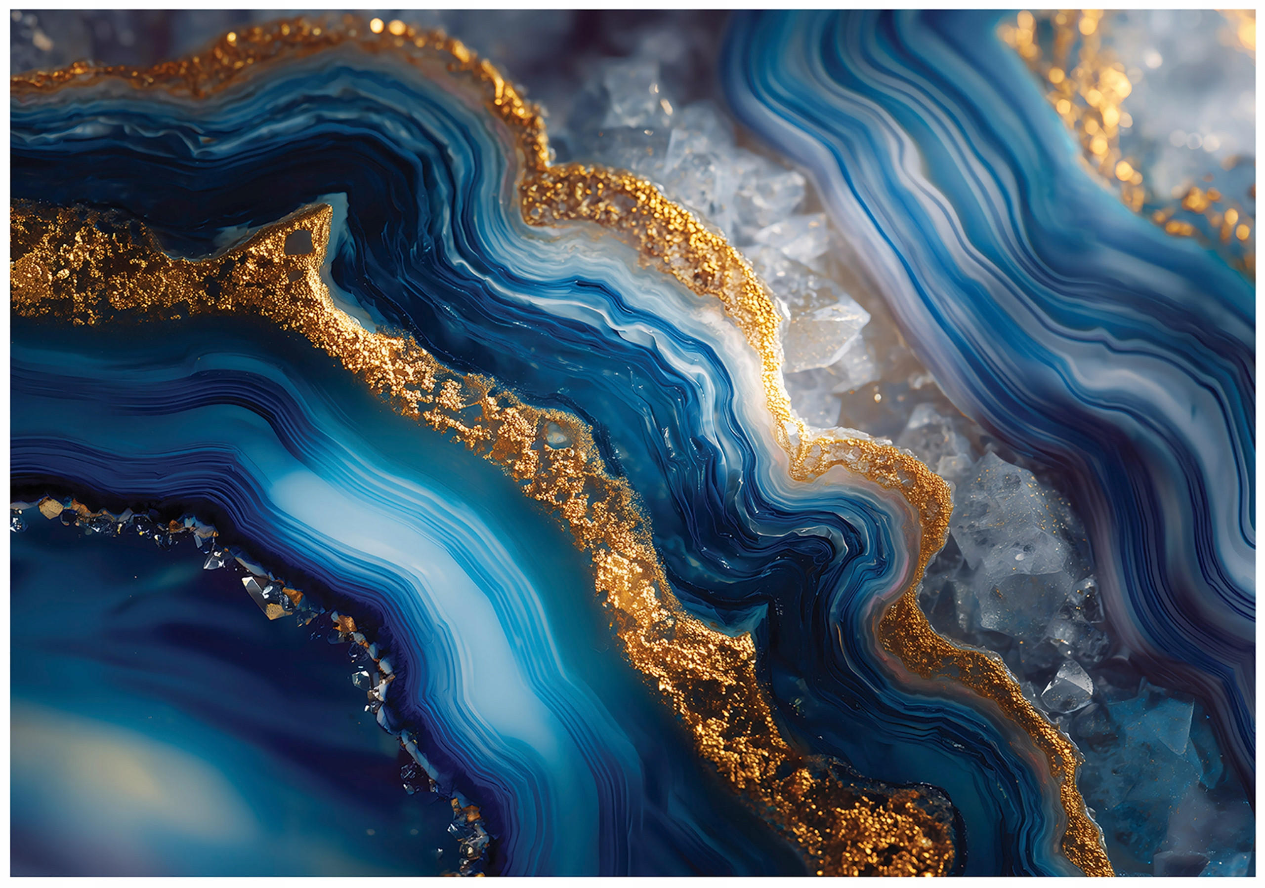 FOTOTAPETE Marmor Abstrakt Blau 400x280 cm - Multicolor, Papier (400/280cm) - Wallarena