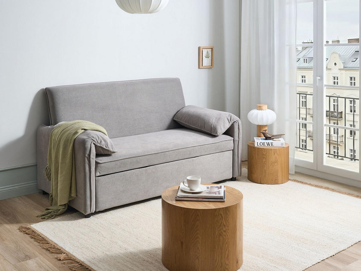 SCHLAFSOFA Stoff Grau Horma - Grau, Textil (160/92/84cm) - Beliani