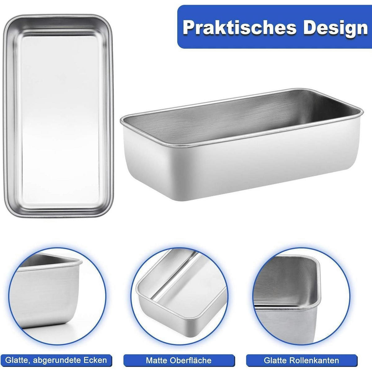 BROTBACKFORM 2er-Set Edelstahl 23,5 x 12,6 x 6 cm - Silberfarben, Metall (23.5/6/12.6cm)