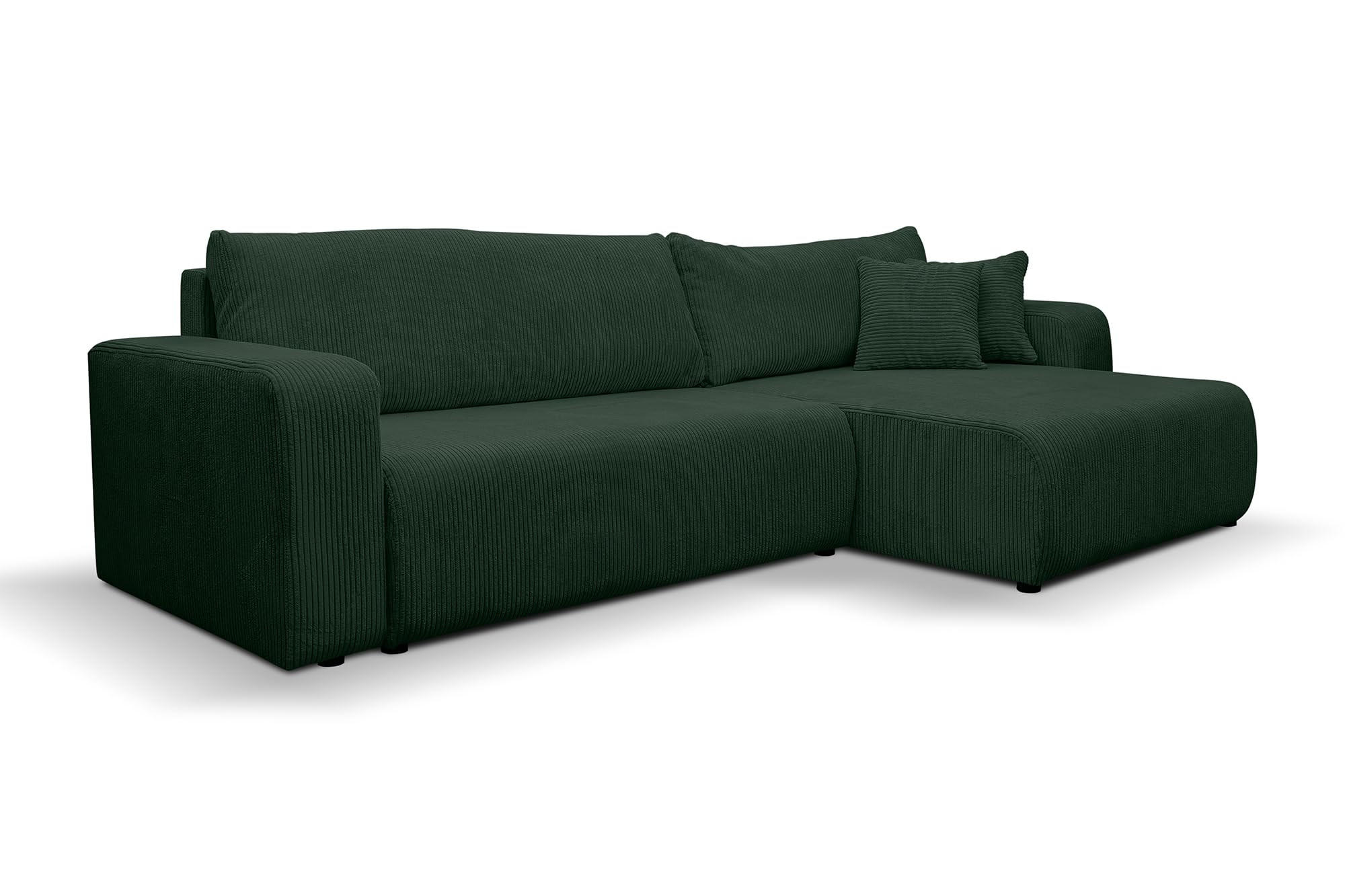 ECKSOFA Luna XL mit Schlaffunktion und Bettkasten Cord-Stoff (Grün) - Grün, Textil (274/142cm) - VENASI MÖBEL