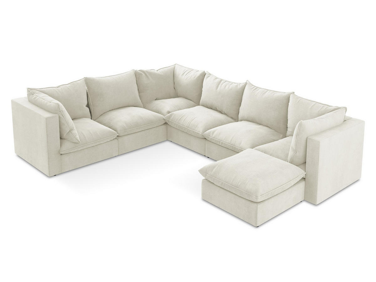 POUF Strukturstoff Grau - Hellgrau/Schwarz, Holzwerkstoff/Kunststoff (75/45/75cm) - Makamii