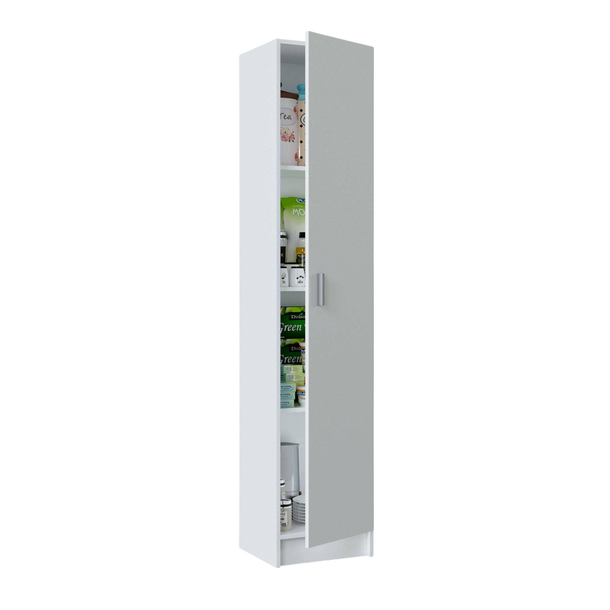 MEHRZWECKSCHRANK Holz-Effekt Weiß 37x37h180 - Weiß, Holzwerkstoff (37/180/37cm) - DMORA
