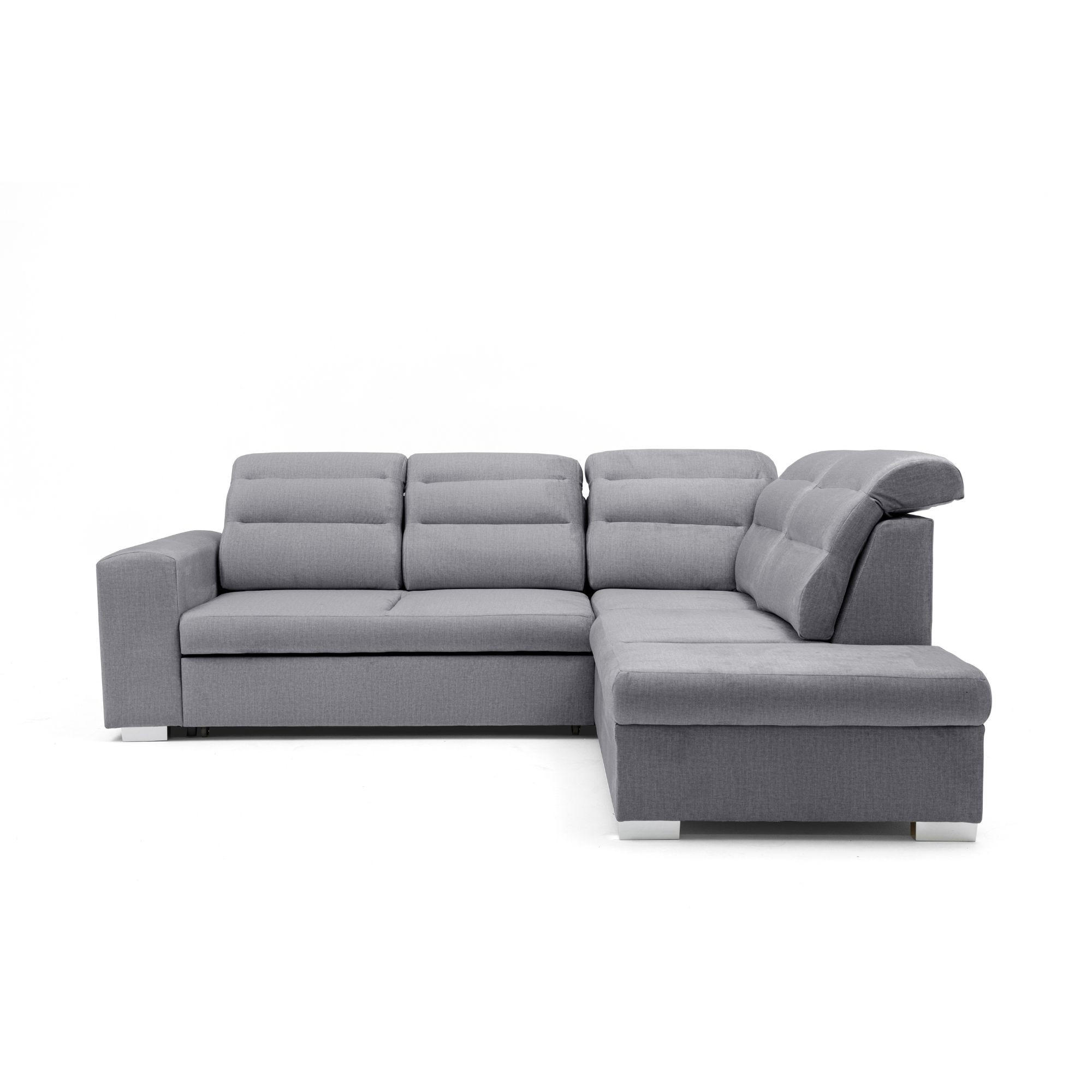 ECKSOFA CLOUD L Rechts mit Schlaffunktion 120x190 Velours Grau - Chromfarben/Grau, Holz/Kunststoff (260/202cm) - Muffo