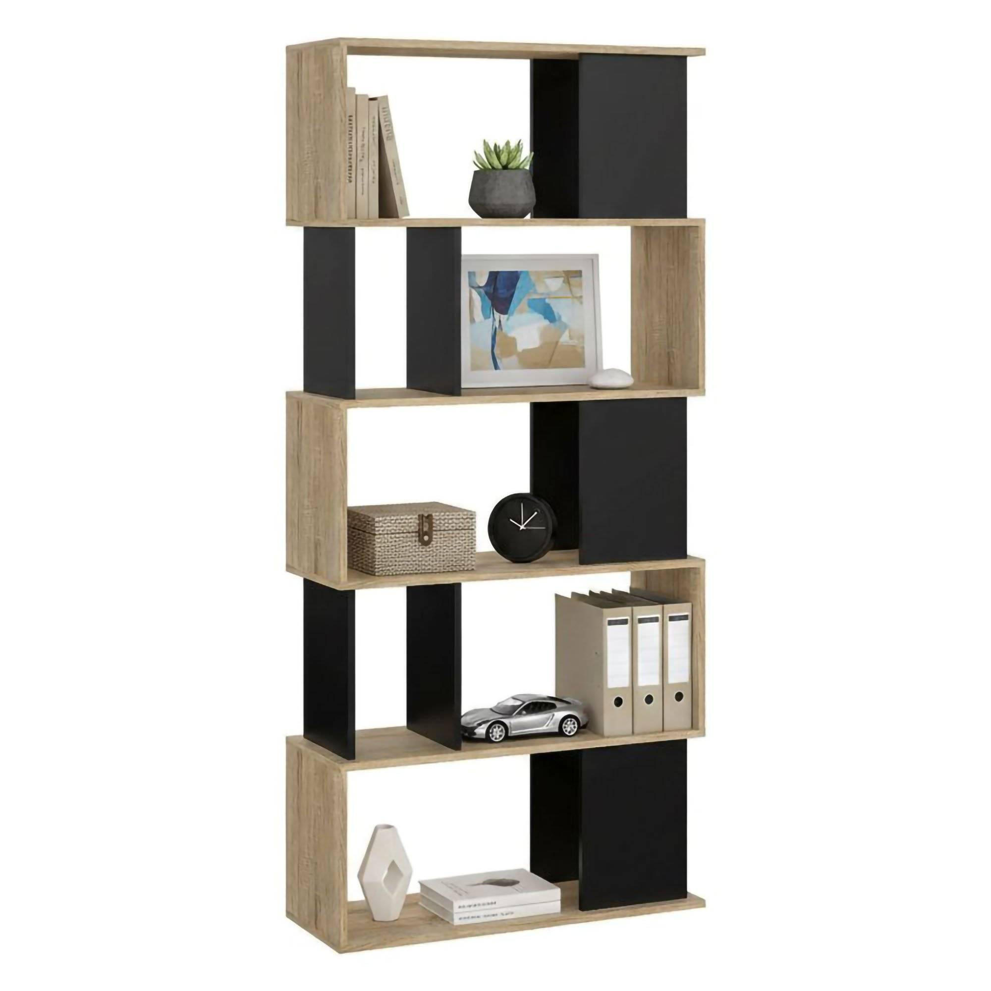 BÜCHERREGAL Eiche, Schwarz 29.5/80/173.5 cm - Braun, Holzwerkstoff (80/174/30cm) - DMORA