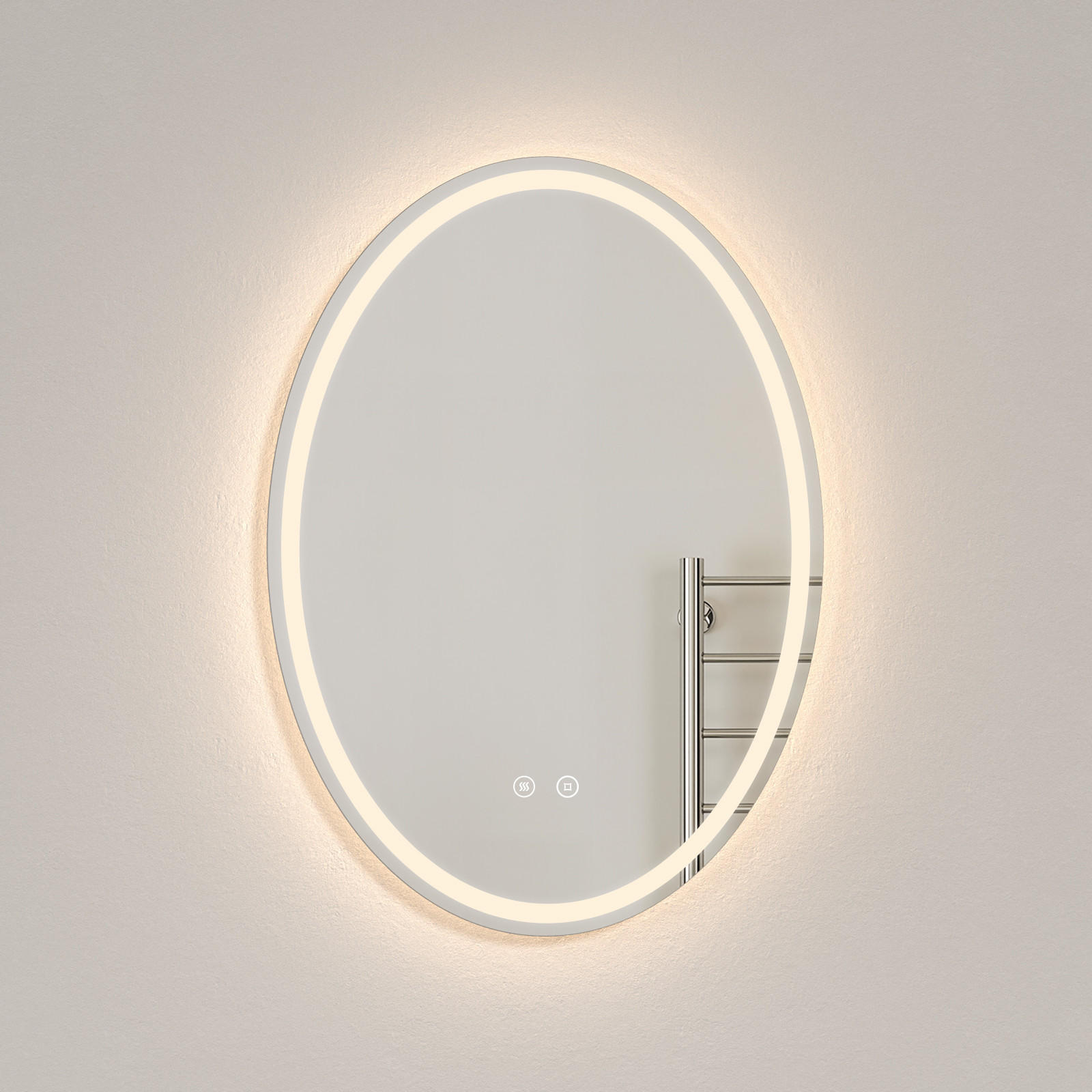 BADSPIEGEL mit LED-Beleuchtung Oval 80/60/3 cm - Transparent, Glas (60/80/3cm) - EMKE