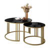 COUCHTISCH 2 in 1 LORI GLASS mit goldfarbenem Fuß - Goldfarben/Schwarz, Glas (70/70/47cm) - Lookway