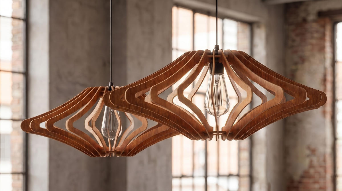 HÄNGELAMPE ZAGORA Walnuss Dekor Holz - Nussbaumfarben, Holz (47/47/55cm) - KAWOLA