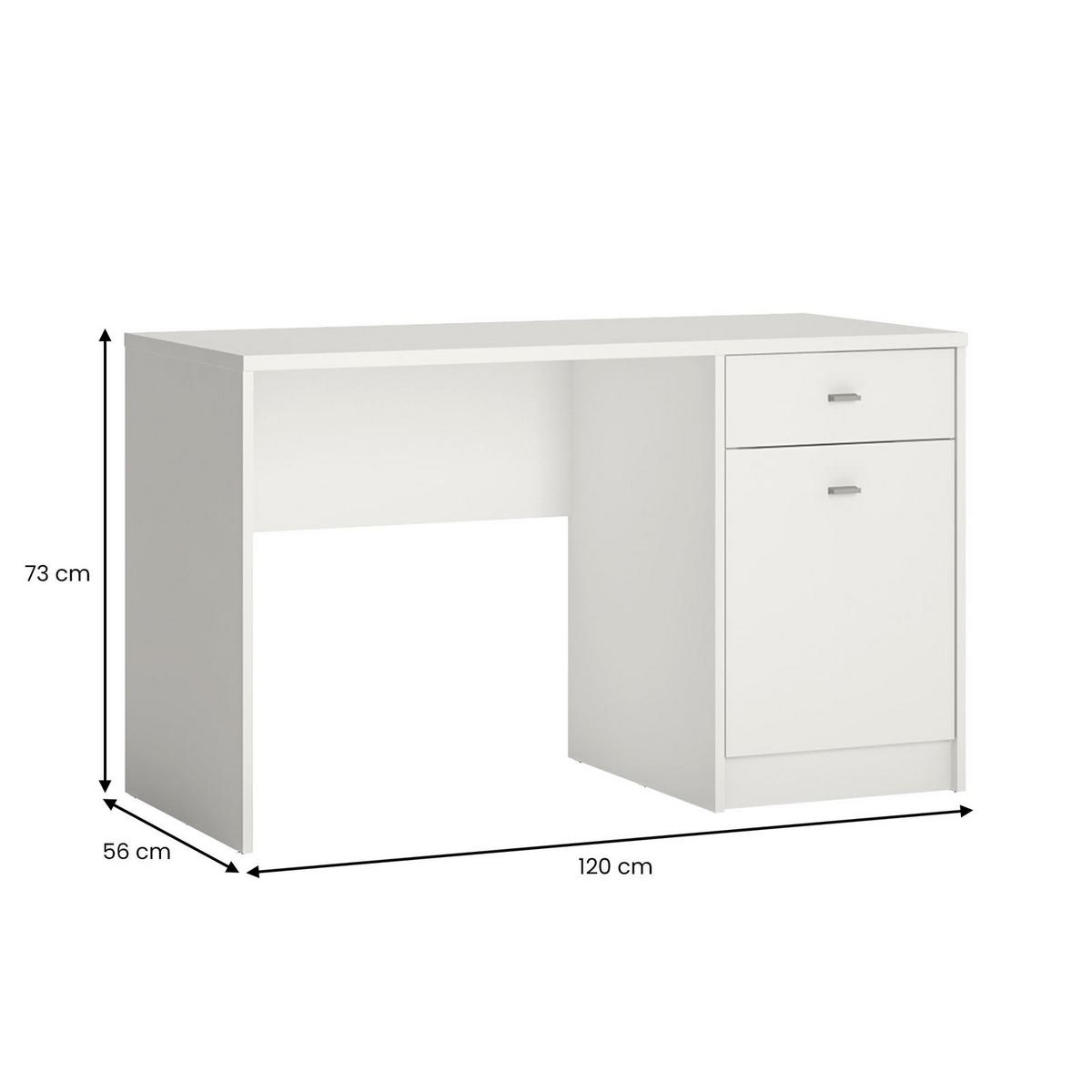 SCHREIBTISCH SELINA - Weiß, Holzwerkstoff (56/120/73cm) - IDIMEX