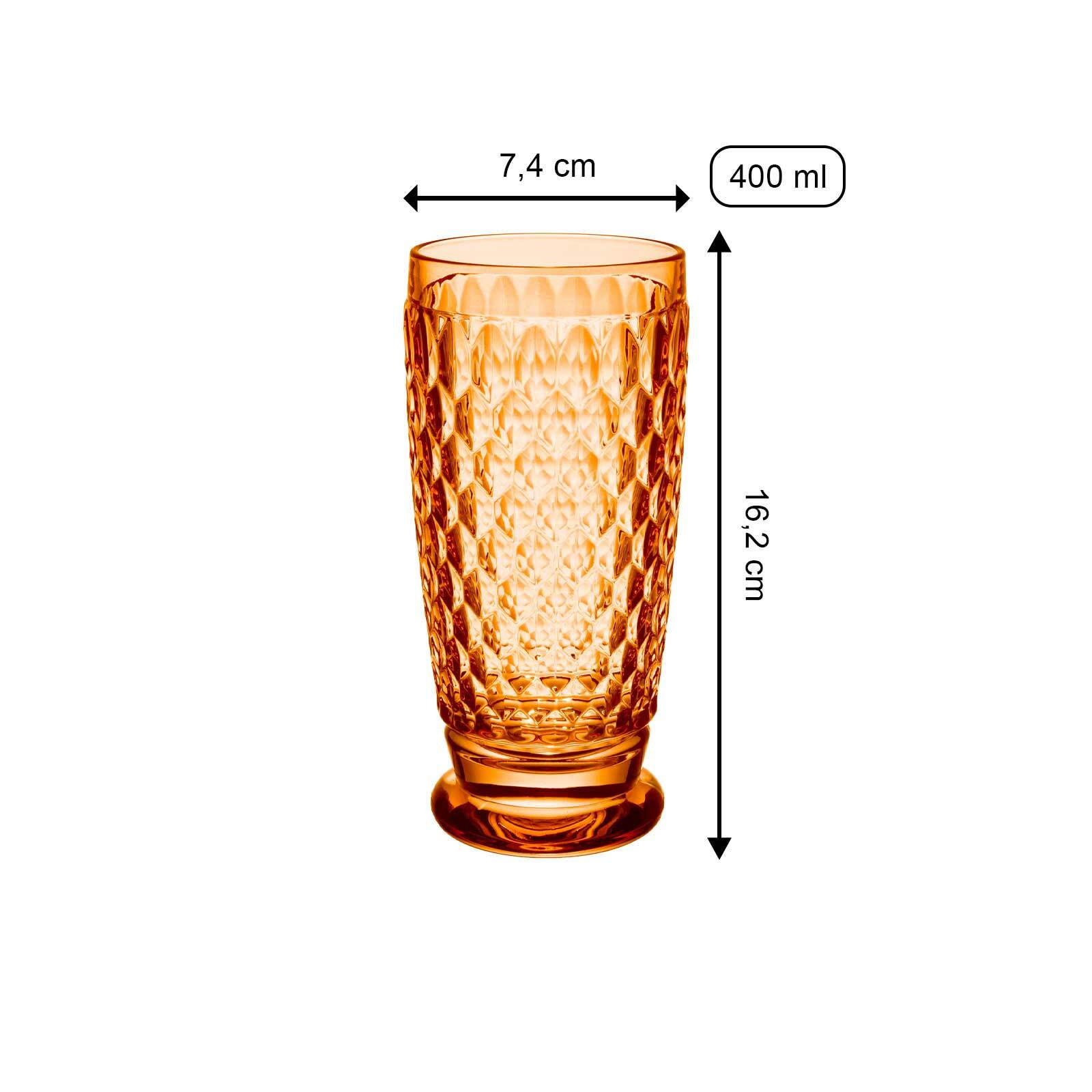 LONGDRINKGLÄSER Boston Coloured Apricot 400 ml 4er Set - Orange, Glas (0.4L) - Villeroy & Boch
