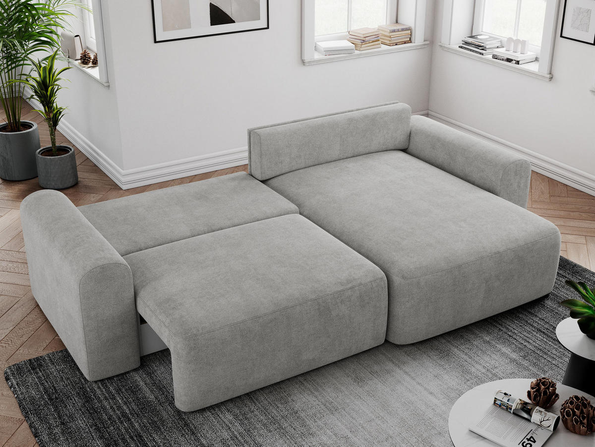 ECKSOFA NELSON Hellgrau Struktur - Hellgrau/Schwarz, Kunststoff/Textil (274/152cm) - MKS