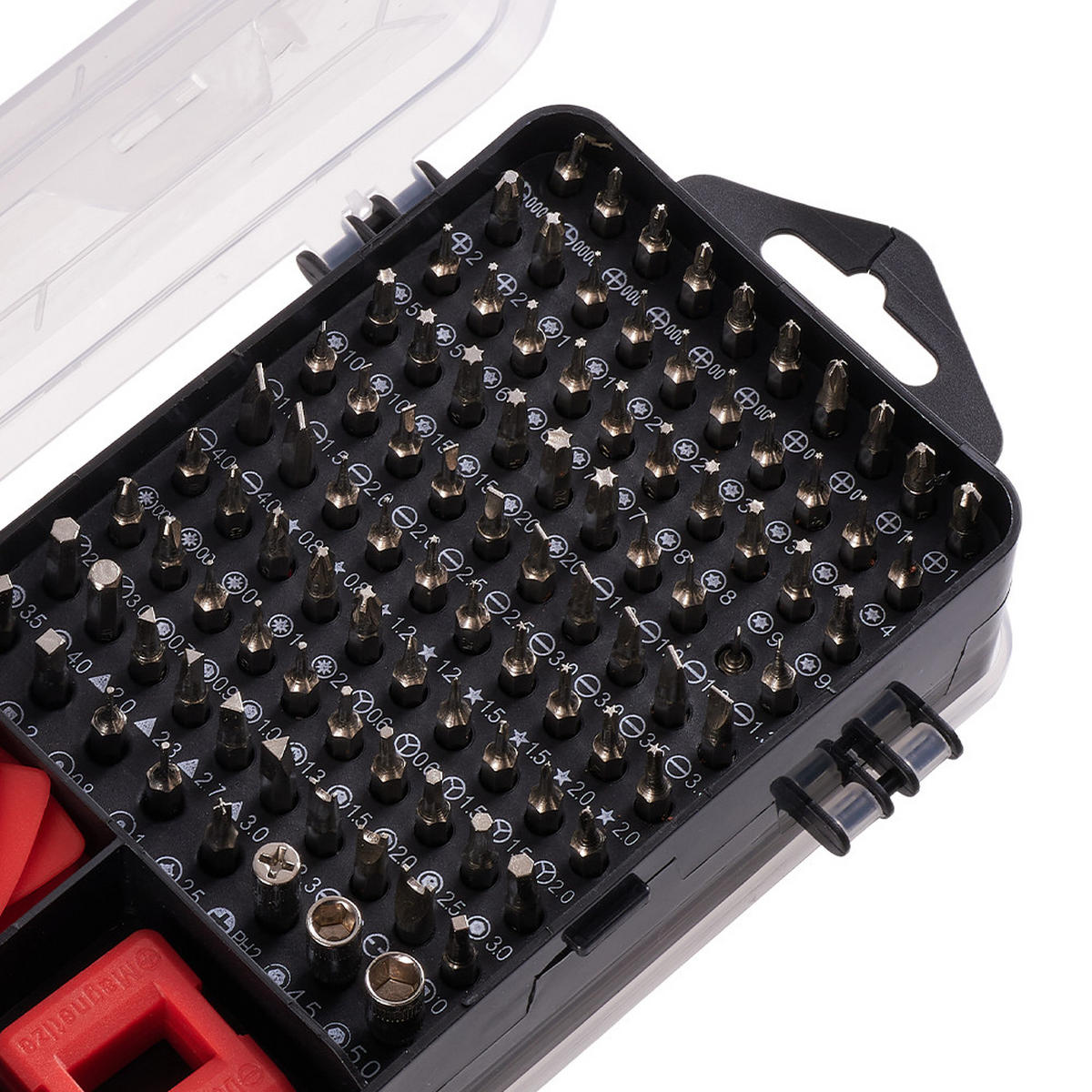 SCHRAUBENDREHER-SET 115-in-1 multifunktionales 98 Schraubenbits aus PP TPR CRV-Stahl für Feinmechaniker in Rot 17,8 x 10,5 x 5,1 cm - Schwarz, Metall (10.5/17.8/5.1cm) - Livingandhome