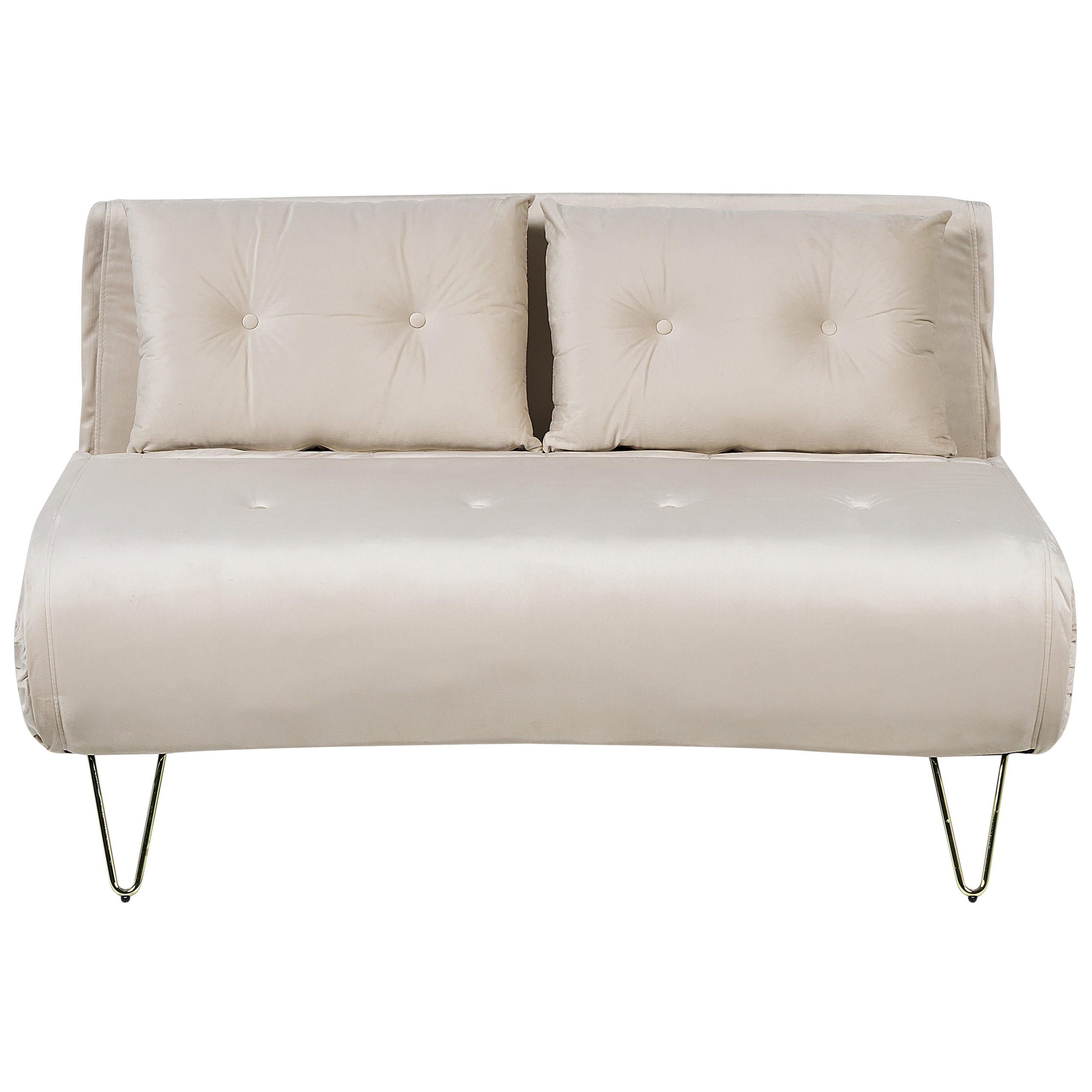 2-SITZER-SCHLAFSOFA Samtstoff beige Vestfold - Beige/Goldfarben, Textil (130/81/78cm) - Beliani