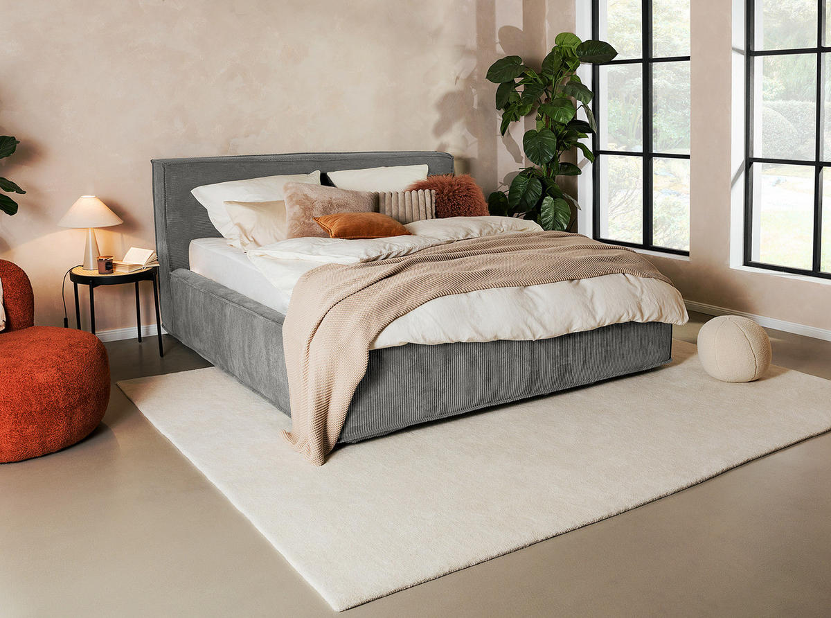 POLSTERBETT - Graphitfarben, Textil (180/200cm) - home24