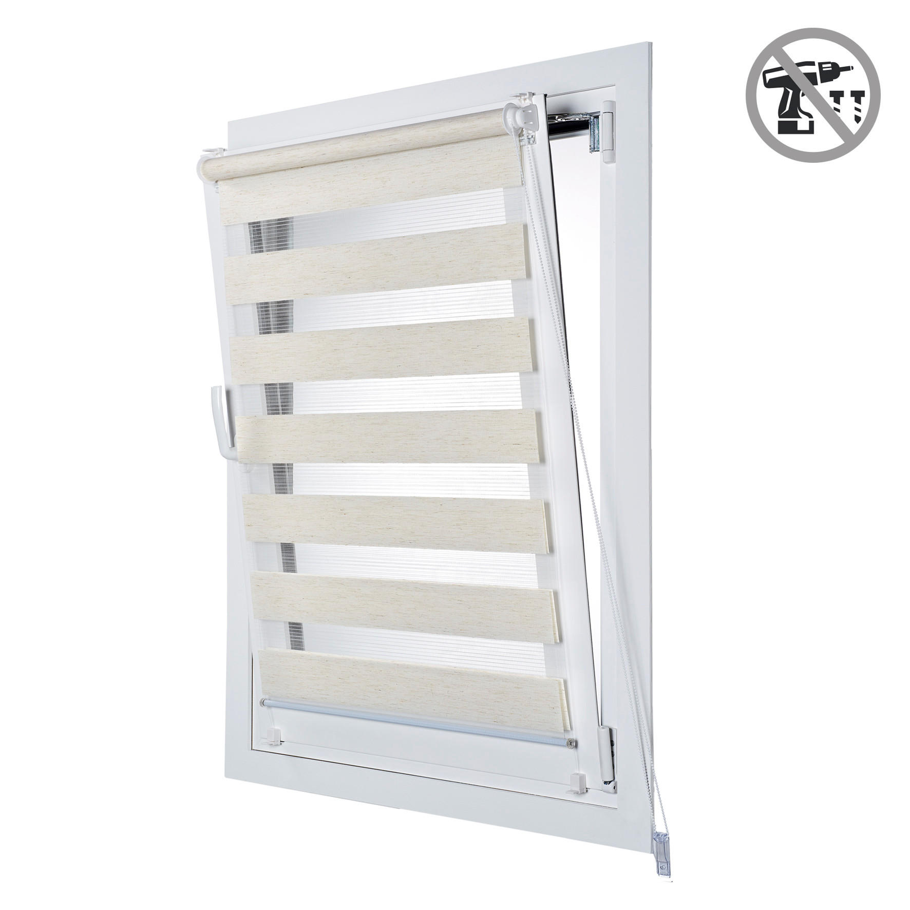 DOPPELROLLO Leinen, 90cm x 180 cm - Beige, Kunststoff (90/180cm) - STORESDECO