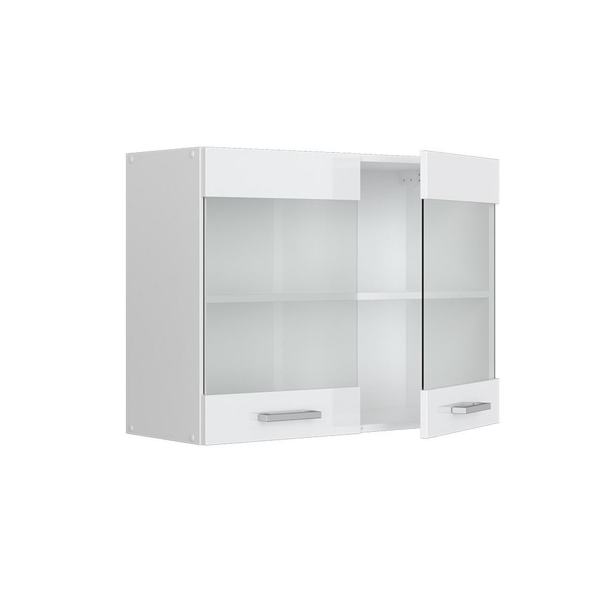 KÜCHENGLASSCHRANK R-Line Weiß Hochglanz 80 cm - Weiß Hochglanz/Weiß, Holzwerkstoff (80/60/31cm) - Vicco