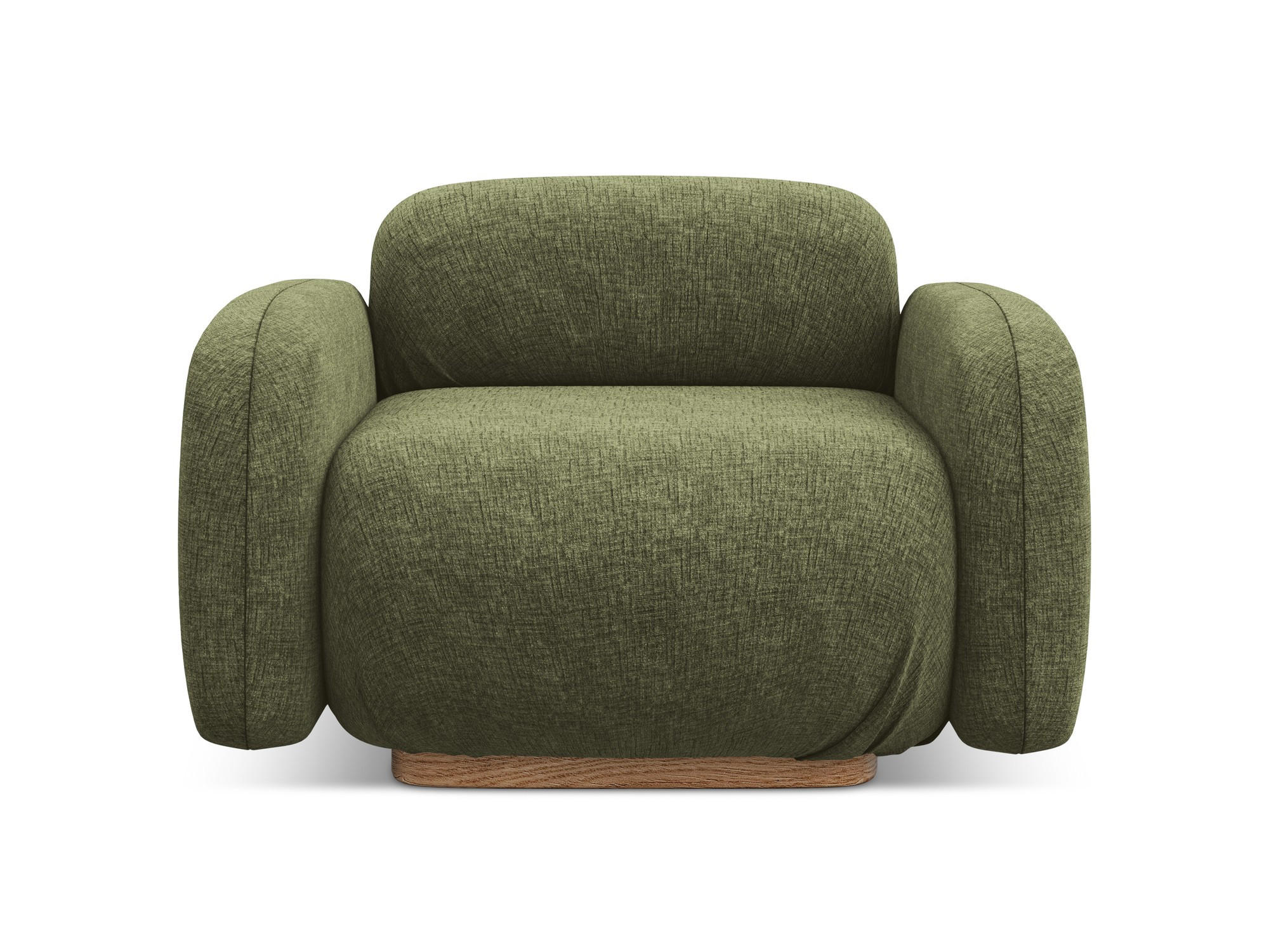 SESSEL Chenille Stoff Grün - Braun/Olivgrün, Holz/Textil (110/73/95cm) - Makamii