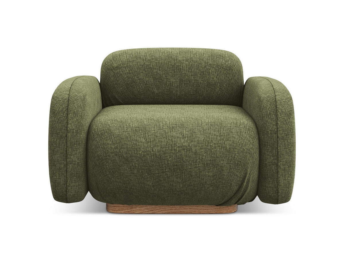 SESSEL Chenille Stoff Grün - Braun/Olivgrün, Holz/Textil (110/73/95cm) - Makamii