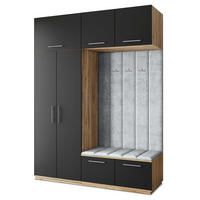 GARDEROBENSCHRANK REMA 180/240/60 cm Modern Eiche Wotan - Eiche Wotan/Schwarz, Holzwerkstoff (180/240/60cm) - MASSENO