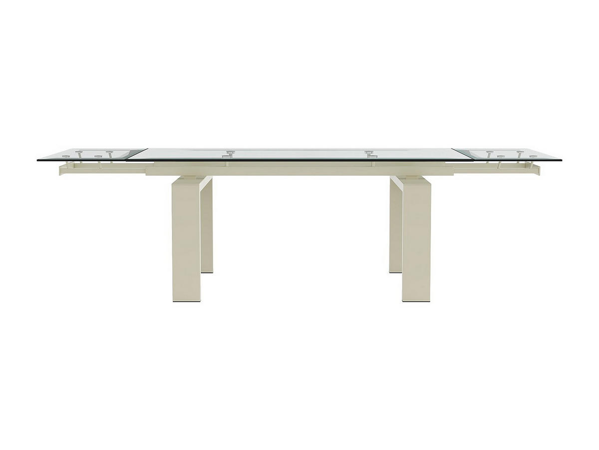 ESSTISCH ausziehbar - Glas & Metall - 8-10 Personen - Beige & Transparent - LUBANA - Transparent/Beige, Glas (270/100/76cm) - Vente-Unique
