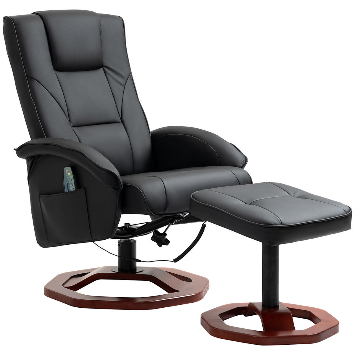 MASSAGESESSEL DE-06447 Mit Fusshocker, 10 Massagepunkte, drehbar Schwarz - Schwarz/Braun, Metall (83/106/73cm) - ComfortXL