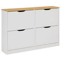 SCHUHSCHRANK BASIL - Weiß/Braun, Holz (115/79/25cm) - IDIMEX