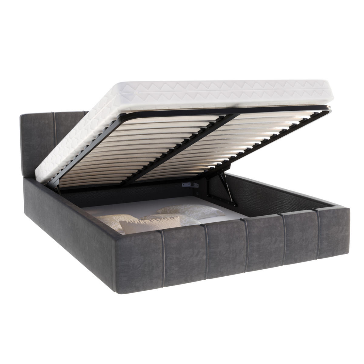 POLSTERBETT FLORIDA - Graphitfarben, Holzwerkstoff/Metall (140/200cm) - FDM