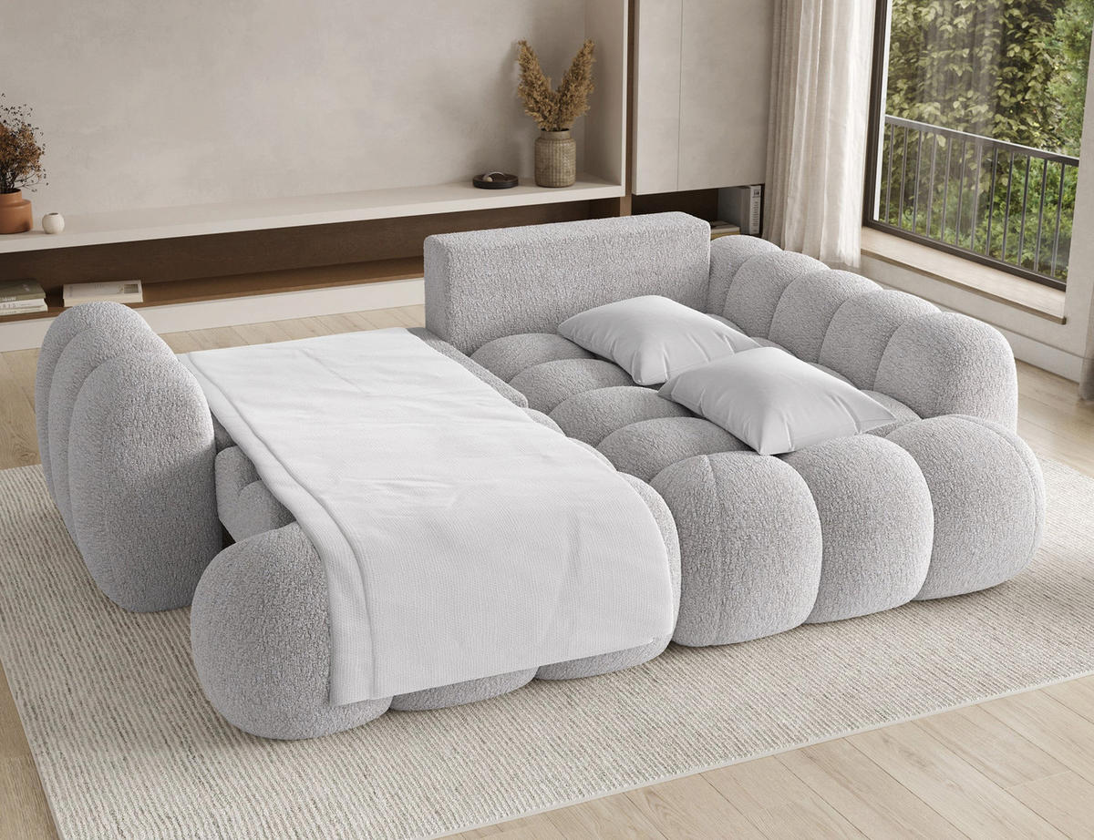 ECKSOFA COZION L-Form mit Schlaffunktion & Bettkasten – Modernes 3-Sitzer Sofa, HR-Kaltschaum, Wellenfederung, 267 × 165 cm - Schwarz/Grau, Kunststoff (267/165cm) - Wohnideebilder