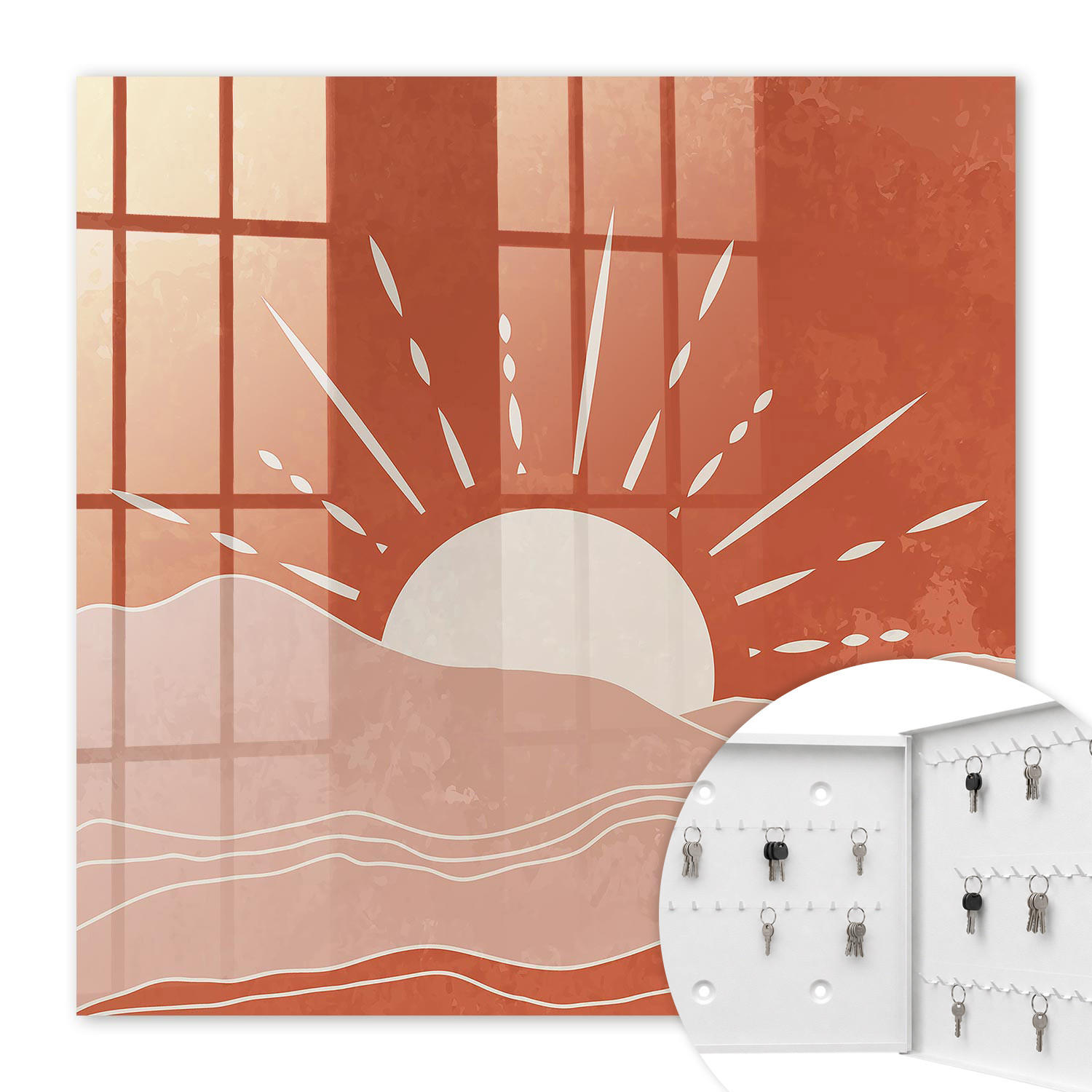 SCHLÜSSELBOX Weiß 30x30 cm – Türöffnung nach rechts - Orangefarbene Morgendämmerung - Orange, Metall (30/30/5cm) - TULUP
