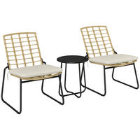 BISTRO-SET DE-06734 2 Stühle & Tisch mit Metallplatte Beige/Braun - Beige, Kunststoff/Metall - ComfortXL