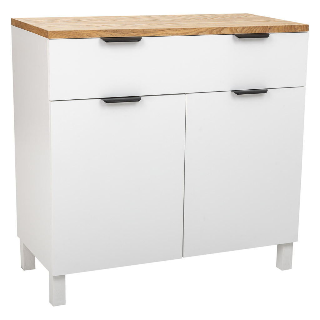 ANRICHTE aus Holz mit 2 Schubladen und 2 Türen, 82x40x80 cm - Weiß, Holzwerkstoff (82/80/40cm) - Wanderlust