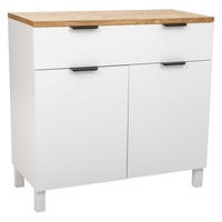 ANRICHTE aus Holz mit 2 Schubladen und 2 Türen, 82x40x80 cm - Weiß, Holzwerkstoff (82/80/40cm) - Wanderlust