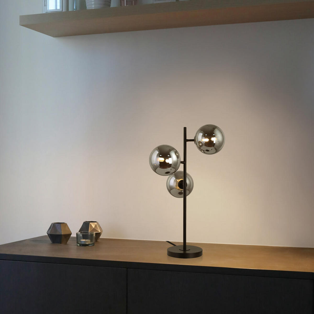 TISCHLAMPE VIOLA - Rauchgrau, Tischlampe - Grau, Glas (30/41/63.7cm) - Home Deluxe
