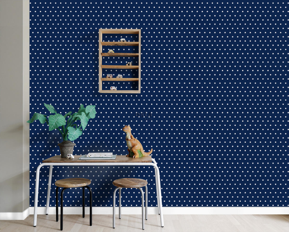 TAPETE Sterne 53 cm x 10.05 m - Blau, Papier (53/0.1cm) - ESTAhome