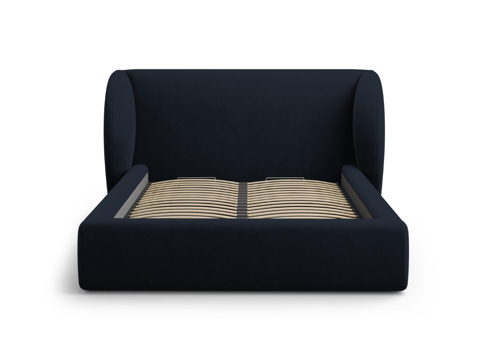 BETT mit Bettkasten und Kopfteil Miley aus Samt dunkelblau 200x200cm - Dunkelblau, Textil (200/200cm) - Micadoni