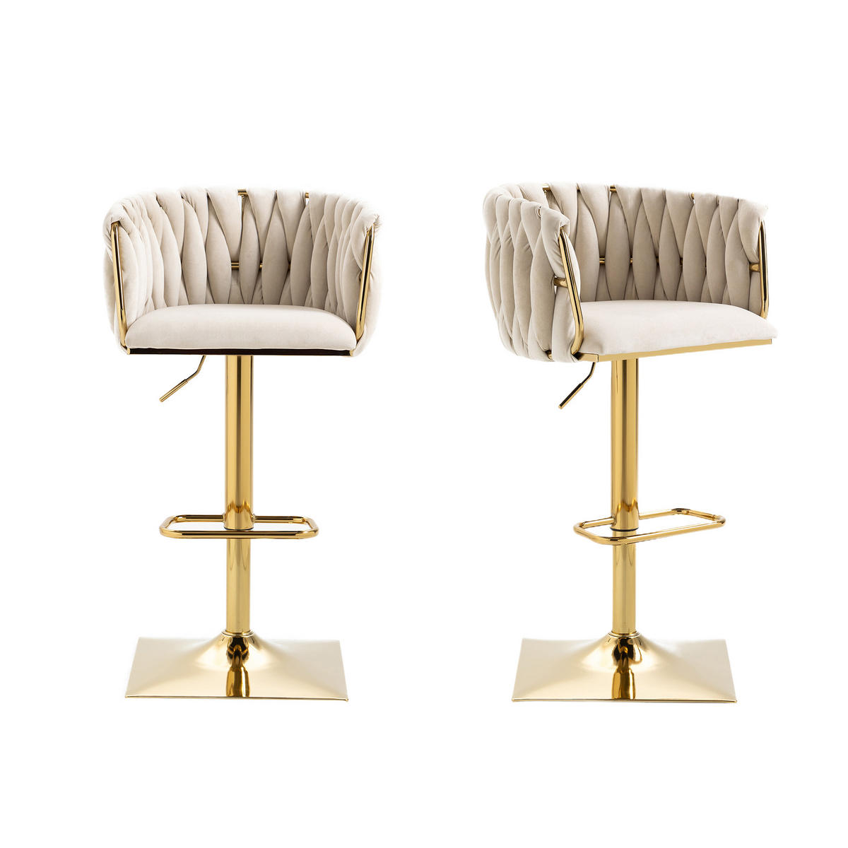 BARHOCKER, drehbar, höhenverstellbar mit Fußstütze, Textil, 53/51/87-105 cm, Ecru - Ecru, Textil (51/105/53cm) - Redom