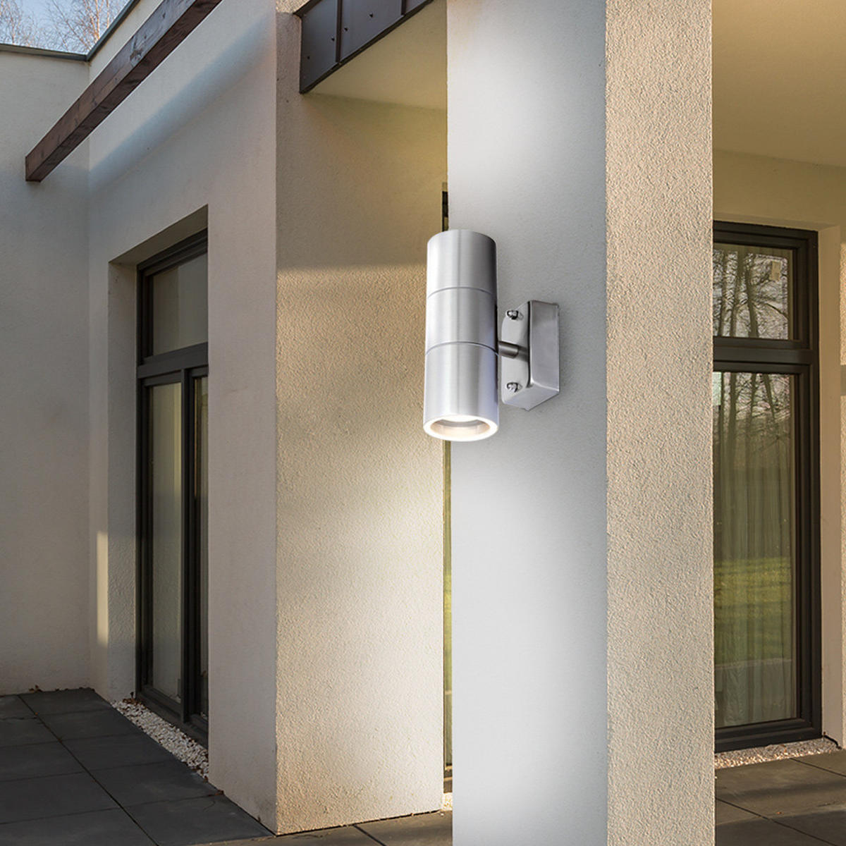 LED AUSSEN-WANDLEUCHTE STYLE Edelstahl Silber 4er Set - Silberfarben, Glas (6/16.5/10.4cm)