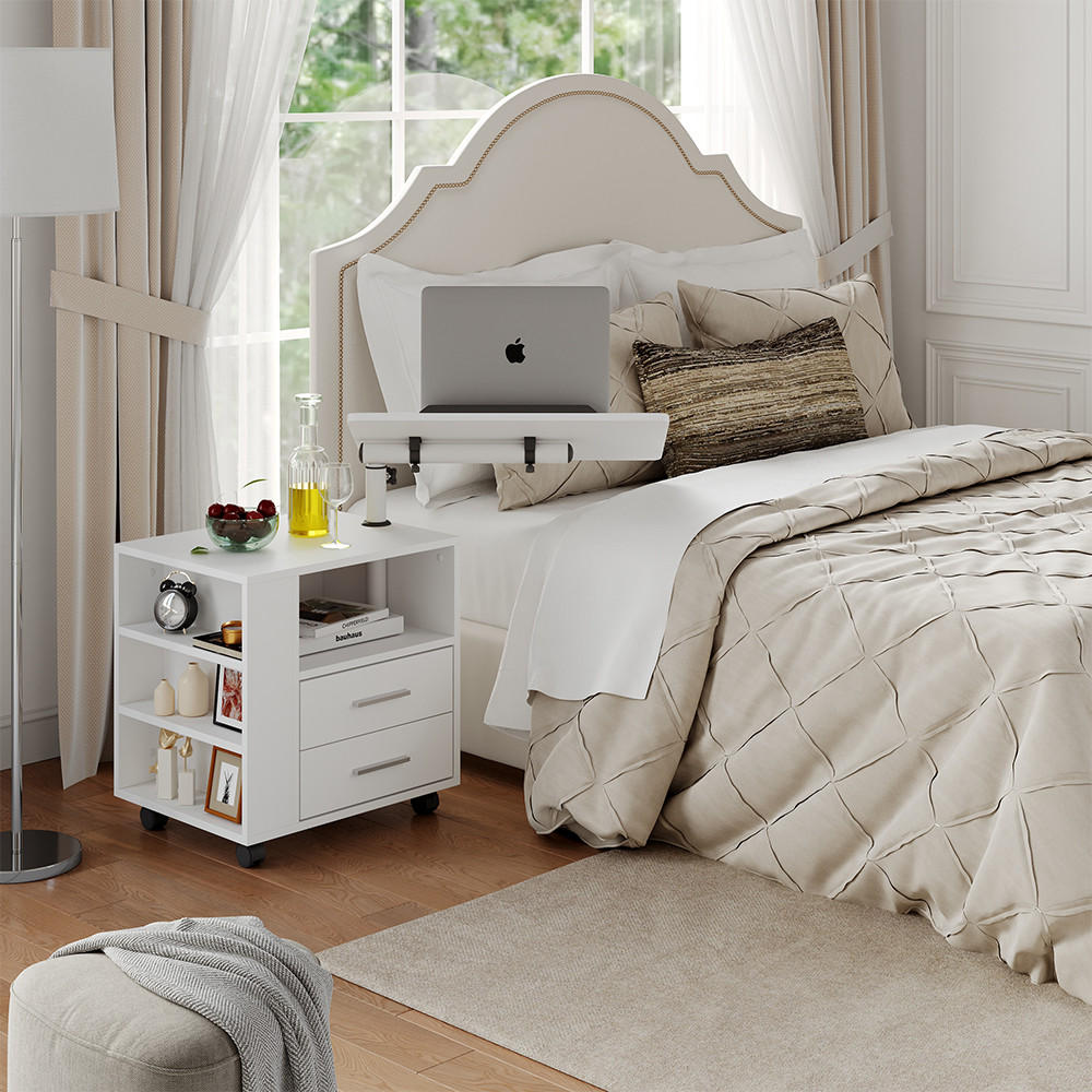 NACHTTISCH Bora Weiß 60 x 69 cm mit 2 Schubladen - Weiß, Holzwerkstoff (60/69/40cm) - Vicco