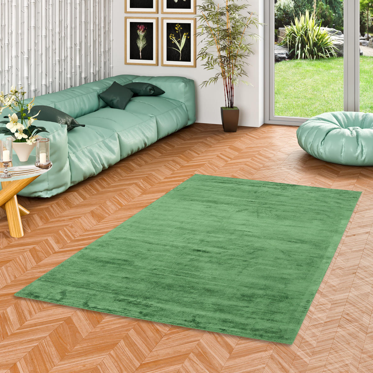 LUXUS DESIGNER TEPPICH ROMA - Grün, Textil (140/200cm) - Pergamon
