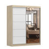 SCHWEBETÜRENSCHRANK BONO 05 Sonoma Eiche/Weiß mit Spiegel 160 cm - Alufarben/Weiß, Holzwerkstoff/Metall (160/195/61cm) - imoebel24
