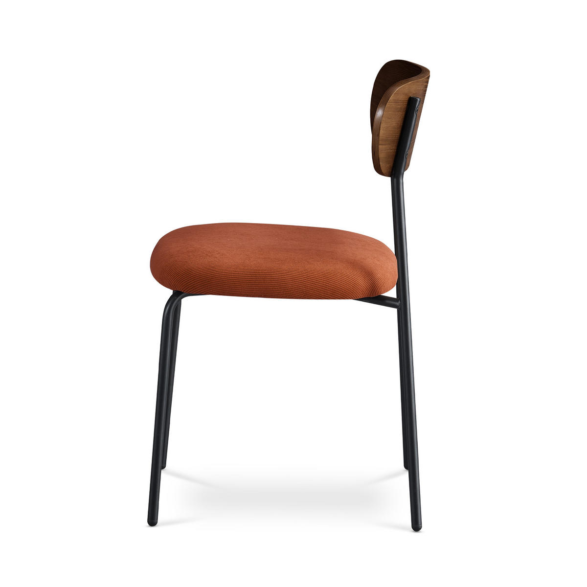 STÜHLE 4er-Set skandinavisch aus terrakottafarbenem Cord und Eschenfurnier mit schwarzen Metallbeinen - OLIVIA - Terracotta/Schwarz, Textil/Metall (46/81/50.5cm) - Sicaan