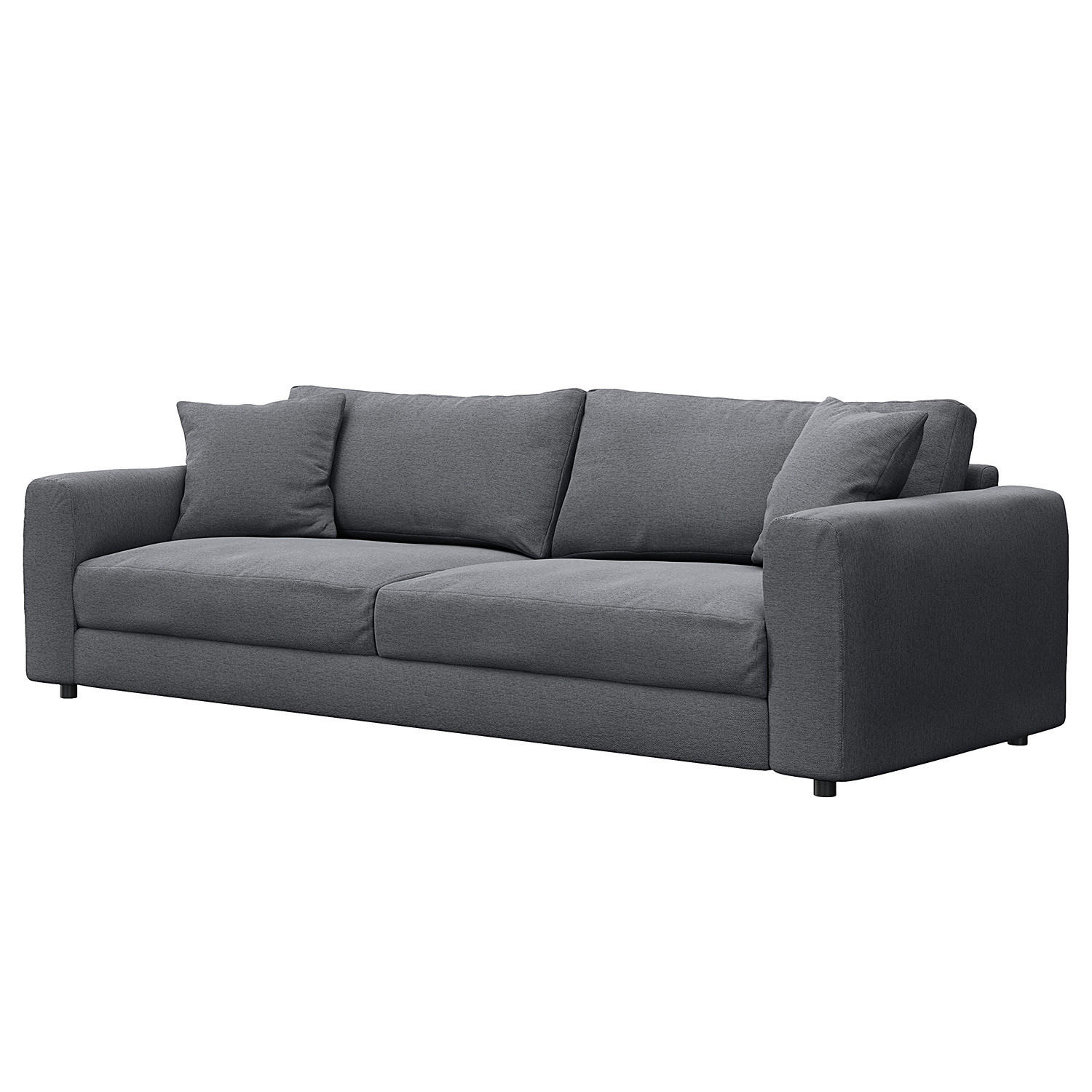 3-SITZER SOFA - Schwarz/Grau, Holz/Kunststoff (238/79/106cm) - home24