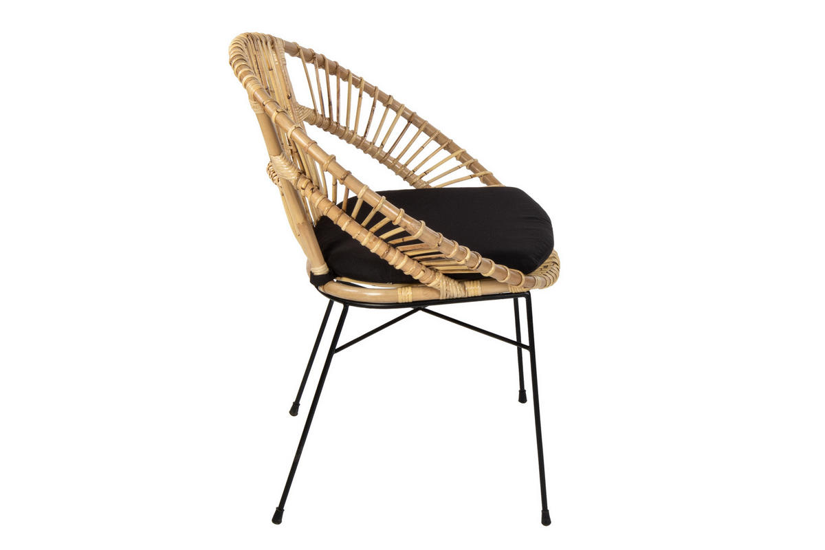 ESSZIMMERSTUHL naturfarben GENUA 42 cm - Beige/Schwarz, Naturmaterialien/Metall (42/88/45cm) - SAM